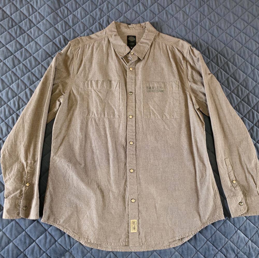 Harley-Davidson Grey-ish Casual Button Down Shirt Sz XL
